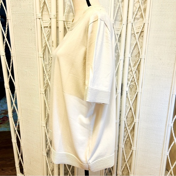 Pendleton Jackie Sweater Cream Short Sleeve Silk Blend Keyhole Plus size 2X - Picture 6 of 16
